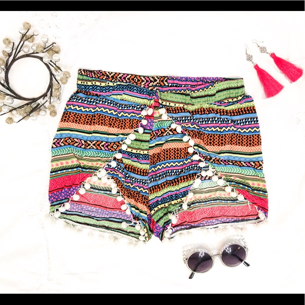 🍭Red Dress Boutique Patterned PomPom Shorts